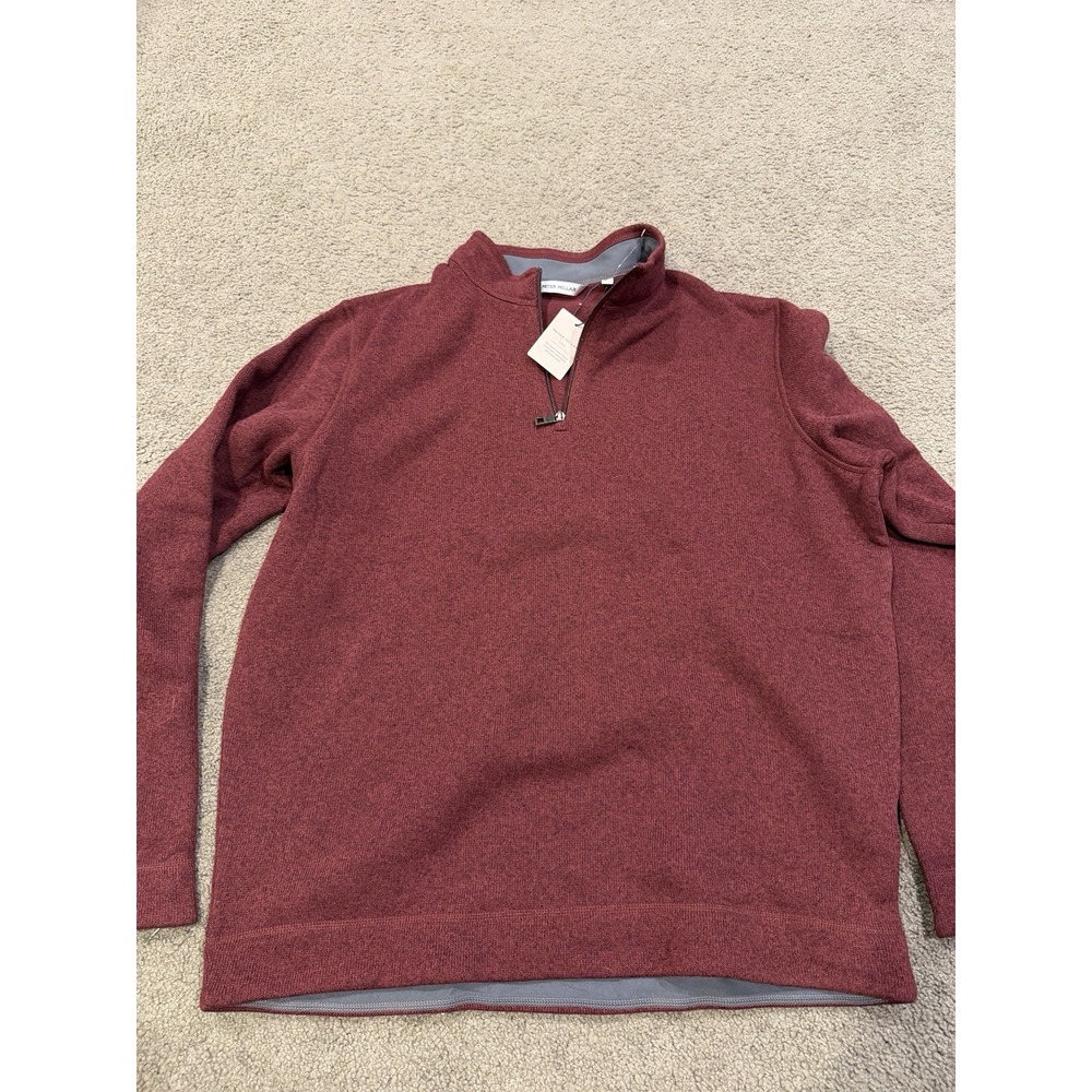 MF23K60‎ Peter Millar Crown Men's Sweater Fleece Quarter-Zip Burgundy Size XL